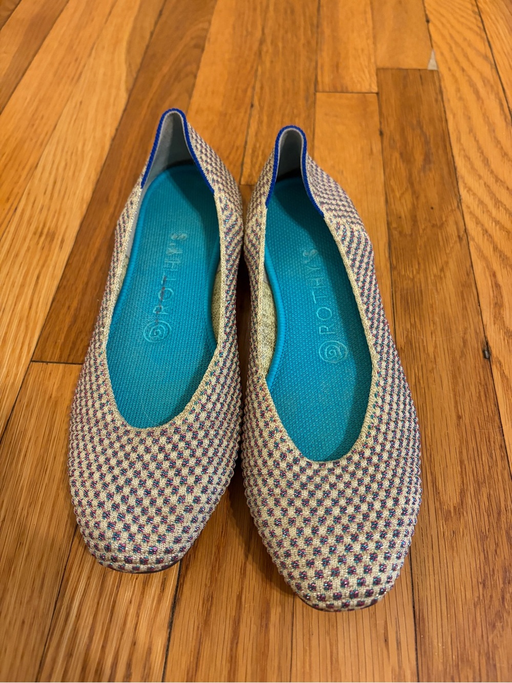 Rothy’s EUC limited edition the square flat in multi metallic sz 8